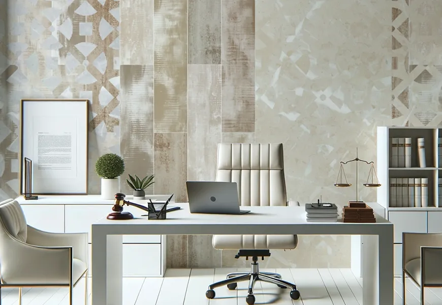 کاغذ دیواری سه بعدی دفتر وکالت طرح چوب مشبک